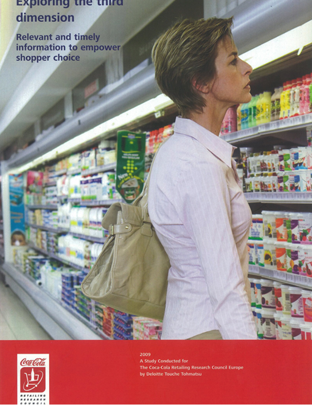 exploring the third dimension report cover with woman looking at groceries