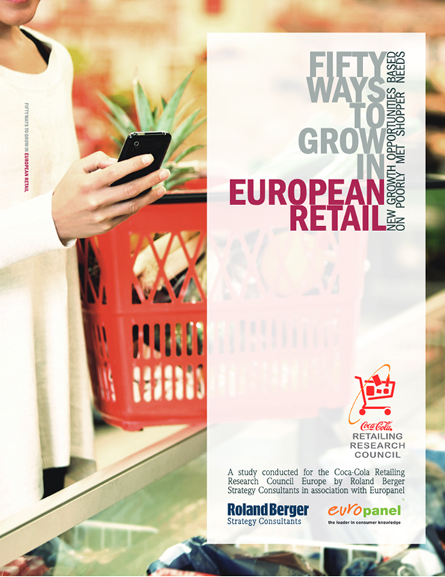 fifty ways to grow in european retail report cover with shopper in background