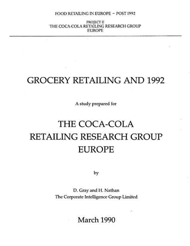 grocery retailing and 1992 a study by the coca-cola retailing research group europe report cover
