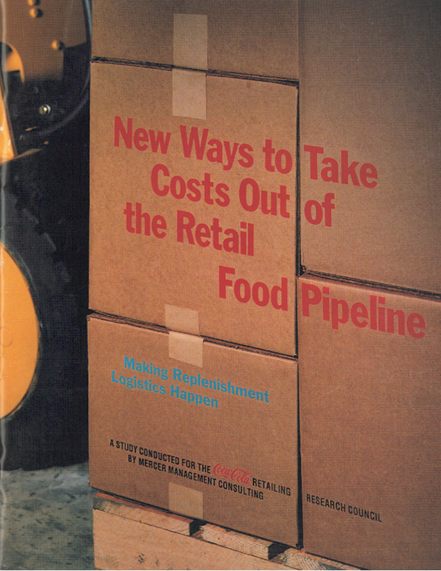 new ways to take costs out of the retail food pipeline overlaid on cardboard boxes