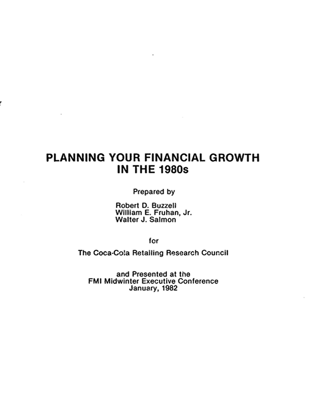 Planning Your Financial Growth in the 1980's report cover