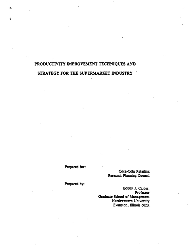 Productivity Improvement Techniques and Strategies for the Supermarket Industry