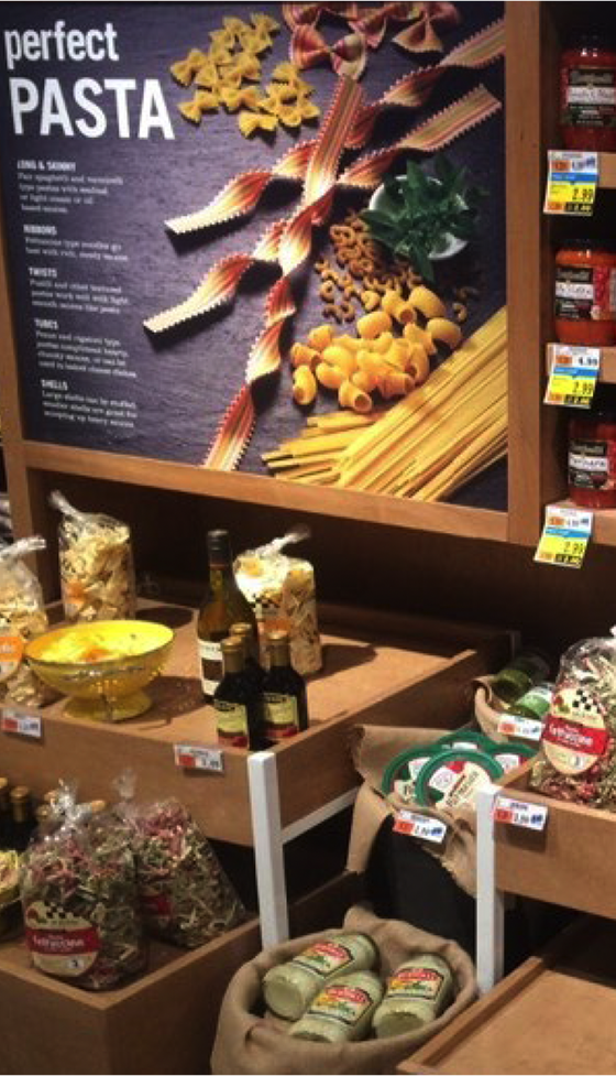 "Perfect Pasta" display at Market 32